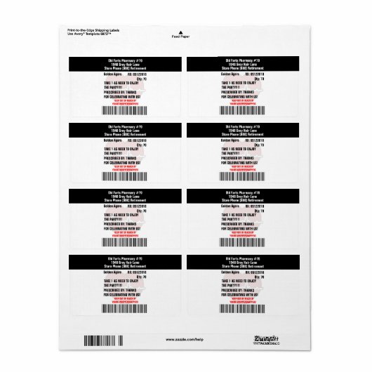 Grappige oude scheten partij recept RX fles Etiket (Full Sheet)