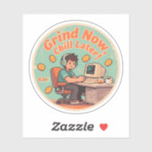 Grappige Oude Speler Malen Nu Kalmeren Later Retro Sticker (Vel)