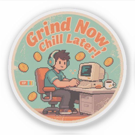Grappige Oude Speler Malen Nu Kalmeren Later Retro Sticker (Voorkant)