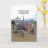 Grappige Oude Tractor Boer Beterschap Heup Knie Op Kaart (Gele Bloem)