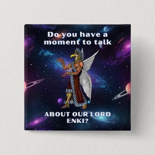 Grappige oude ufo annunaki alien vierkante button 5,1 cm (Voorkant)