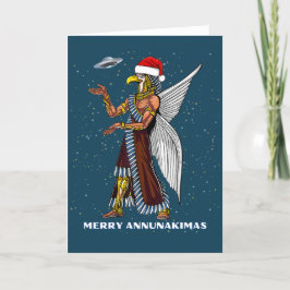 Grappige oude ufo annunaki buitenaardse kerst kaart