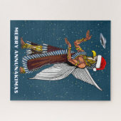 Grappige oude ufo annunaki buitenaardse kerst legpuzzel (Horizontaal)