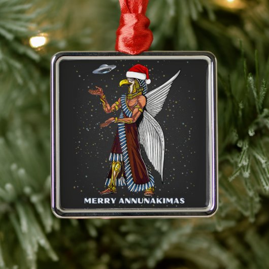 Grappige oude ufo annunaki buitenaardse kerst metalen ornament (Boom)