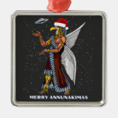 Grappige oude ufo annunaki buitenaardse kerst metalen ornament (Voorkant)