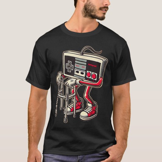 Grappige oude videogamekunst Gaming ee voor mannen T-shirt (Voorkant)
