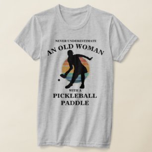 Grappige oude vrouw Pickleball Paddle Player Retro T-shirt