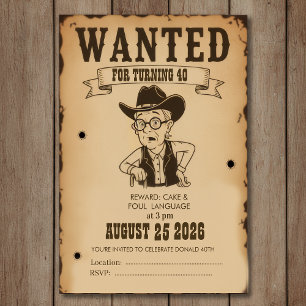 Grappige Oude West Gezocht Poster 40e Verjaardag Kaart