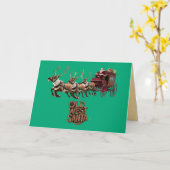 Grappige Oude Westerse Kerstman Kerstkaart Kaart (Gele Bloem)