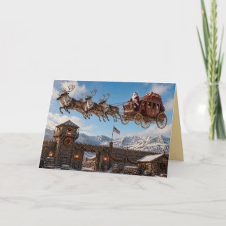 Grappige Oude Westerse Kerstman Kerstkaart Kaart