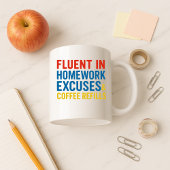 Grappige Ouder Mok; Huiswerk Excuses & Refills Koffiemok