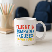 Grappige Ouder Mok; Huiswerk Excuses & Refills Koffiemok