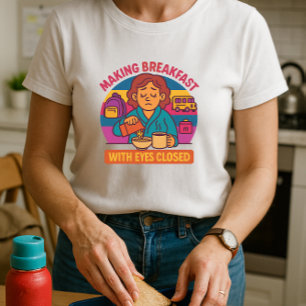 Grappige oudermorgen; ontbijtogen gesloten maken t-shirt
