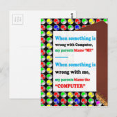 GRAPPIGE Ouders Computer Blame Game Grappen Komedi Briefkaart (Voorkant / Achterkant)