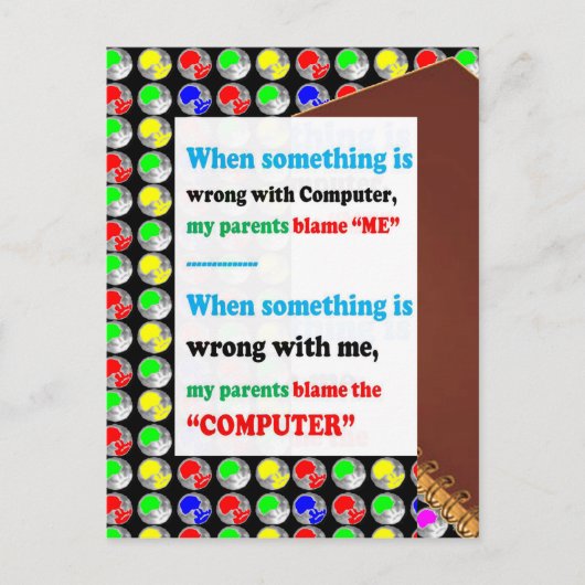 GRAPPIGE Ouders Computer Blame Game Grappen Komedi Briefkaart (Voorkant)