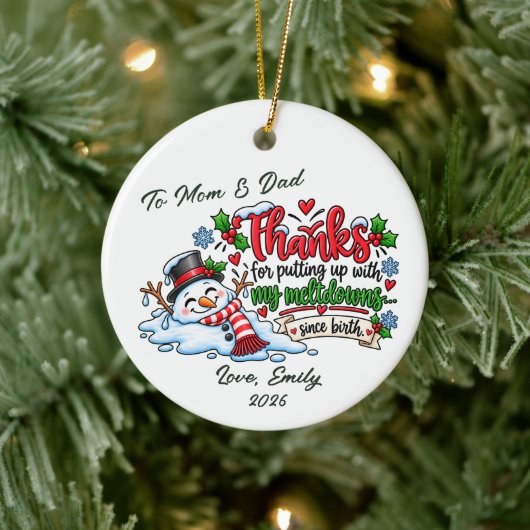 Grappige Ouders Smeltende Kerstbal Keramisch Ornament (Boom)