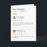 Grappige Ouders Son Star Rating Review Verjaardag Kaart<br><div class="desc">Deze grappige verjaardagskaart heeft een lay-out zoals een website voor online reviewen. Er zijn twee bewerkbare reviewen, waaronder de namen, foto's en tekst. Dit is perfect voor ouders die een kaart geven aan hun volwassen zoon. Voeg de naam en sterrenclassificatie van uw zoon toe. U kunt het ontwerp verder bewerken...</div>