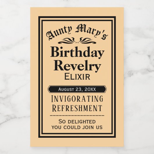 Grappige ouderwetse verjaardagswijn of feestgunst wijn etiket (Enkel label)