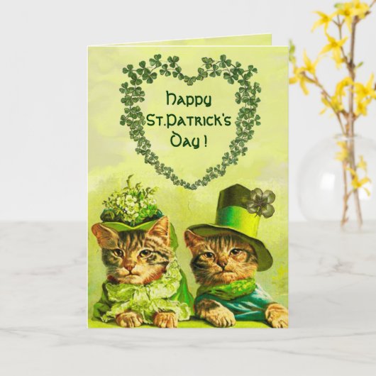 GRAPPIGE OUDFASHIONED ST.PATRICKS DAY KATTEN MET H KAART (Gele Bloem)
