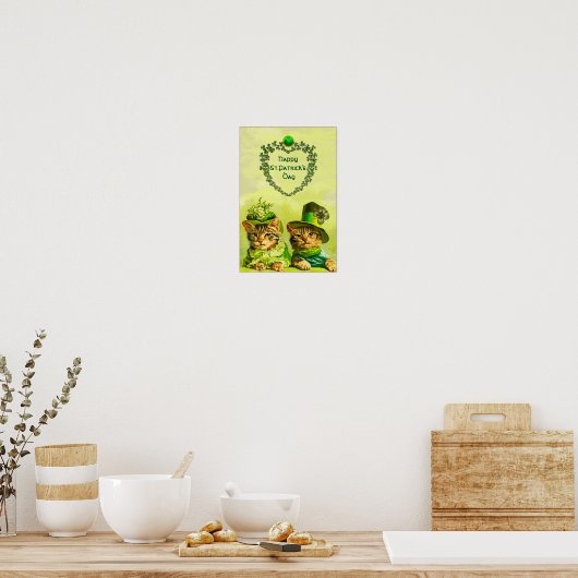 GRAppige OUDFASHIONED ST.PATRICKS DAY KATTEN MET H Poster (Keuken)