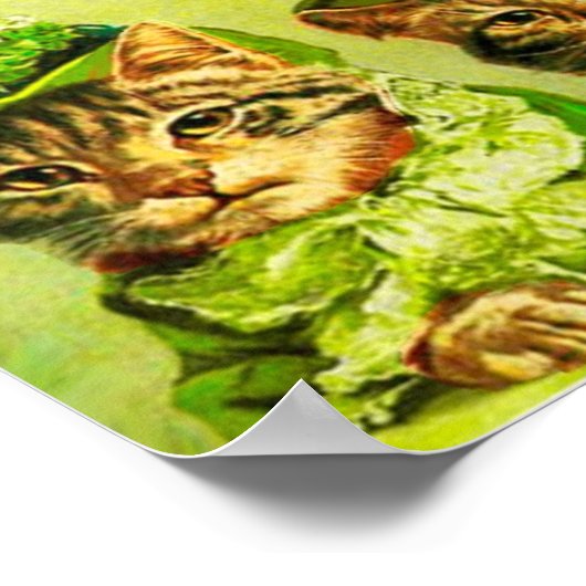 GRAppige OUDFASHIONED ST.PATRICKS DAY KATTEN MET H Poster (Hoek)