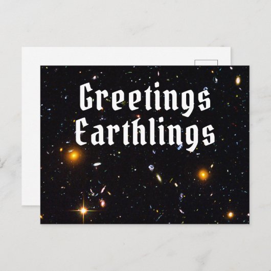 Grappige Outer Space Groetjes Aardbewoners Briefkaart (Voorkant / Achterkant)