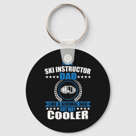 Grappige outfit voor vader als ski-instructeur voo sleutelhanger (Voorkant)