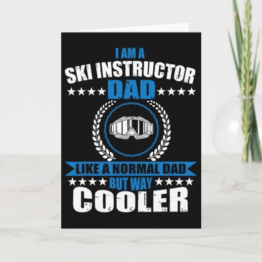 Grappige outfit voor vader-dag als ski-instructeur kaart (Voorkant)