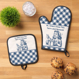 Grappige Oven Mitt en Pot Houder Set Retro Plaid