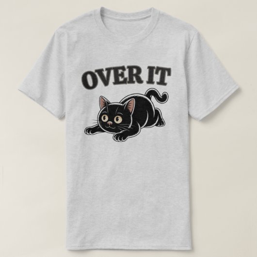 Grappige Over Het Zwarte Kat Illustratie T-shirt (Design voorkant)