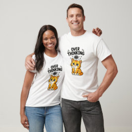 Grappige Overdenkende Oranje Lapjeskat T-shirt