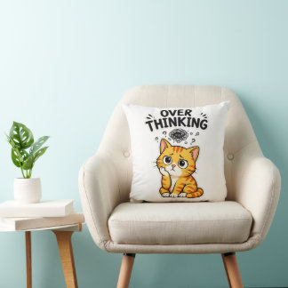 Grappige Overdenkende Oranje Tabby Kat Kussen