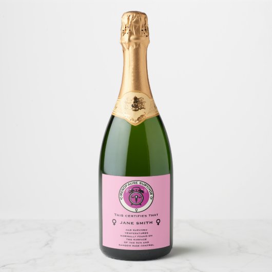 Grappige overlever van de menopauze sparkling wijnetiket (Voorkant)