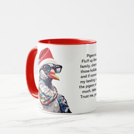 Grappige overlevingstips van een duif mok (Voorkant links)