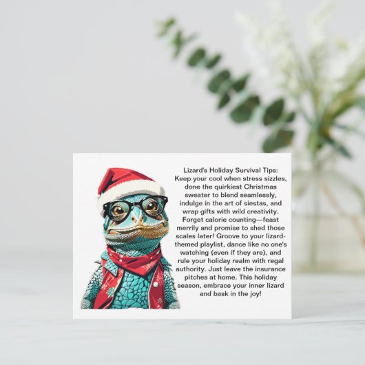 Grappige overlevingstips van een hagedis briefkaart (Staand voorkant)