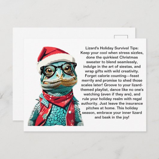 Grappige overlevingstips van een hagedis briefkaart (Voorkant / Achterkant)