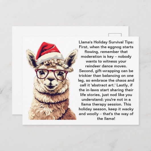 Grappige overlevingstips van een lama briefkaart (Voorkant / Achterkant)