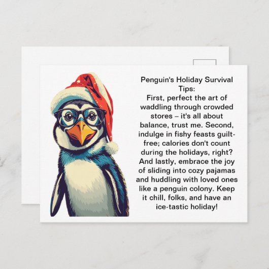 Grappige overlevingstips van een pinguïn briefkaart (Voorkant / Achterkant)