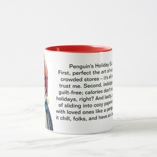 Grappige overlevingstips van een pinguïn mok (Midden)