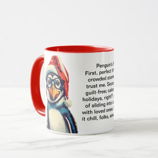 Grappige overlevingstips van een pinguïn mok (Voorkant links)