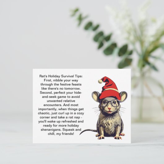 Grappige overlevingstips van een rat briefkaart (Staand voorkant)