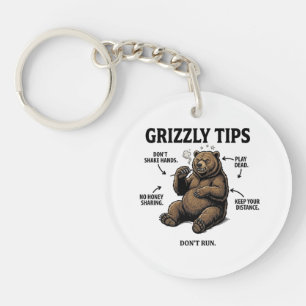Grappige Overlevingstips voor Grizzlyberen Buitenh Sleutelhanger