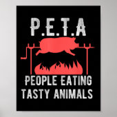Grappige P.E.T.A Mensen Eten Smakelijke Dieren BBQ Poster (Voorkant)