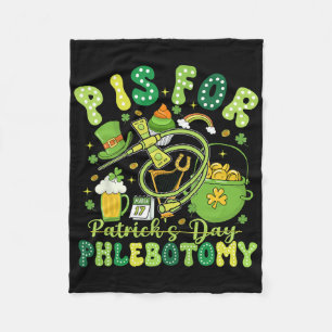 Grappige P Is Flebotomie St Patrick's Day Flebotom Fleece Deken