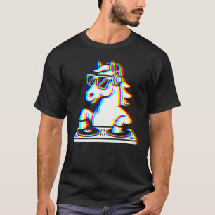 Grappige Paard DJ Glitch Rave EDM Muziek Feest T-shirt