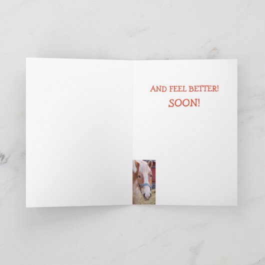 Grappige paard grap woordspeling kaart voor beters (Binnen)