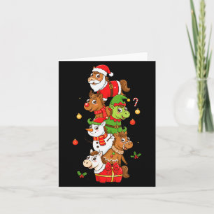 Grappige Paard Kerstman Elf Sneeuwman Kerst Vrouwe Kaart