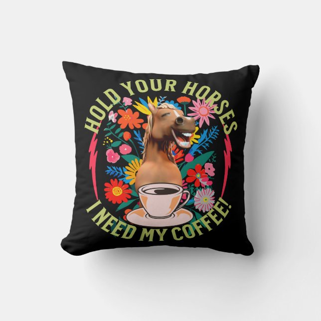 Grappige paard koffie liefhebber humor kussen (Voorkant)