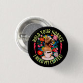 Grappige paard koffie liefhebber humor ronde button 3,2 cm (Voorkant /achterkant)
