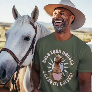 Grappige paard koffie liefhebber humor t-shirt
